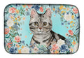 American Shorthair Spring Flowers Dish Drying Mat Absorbent Dish Drying Mat Pad for Kitchen Counter Dish Drainer Mat for Countertop, 14 x 21", Multicolor