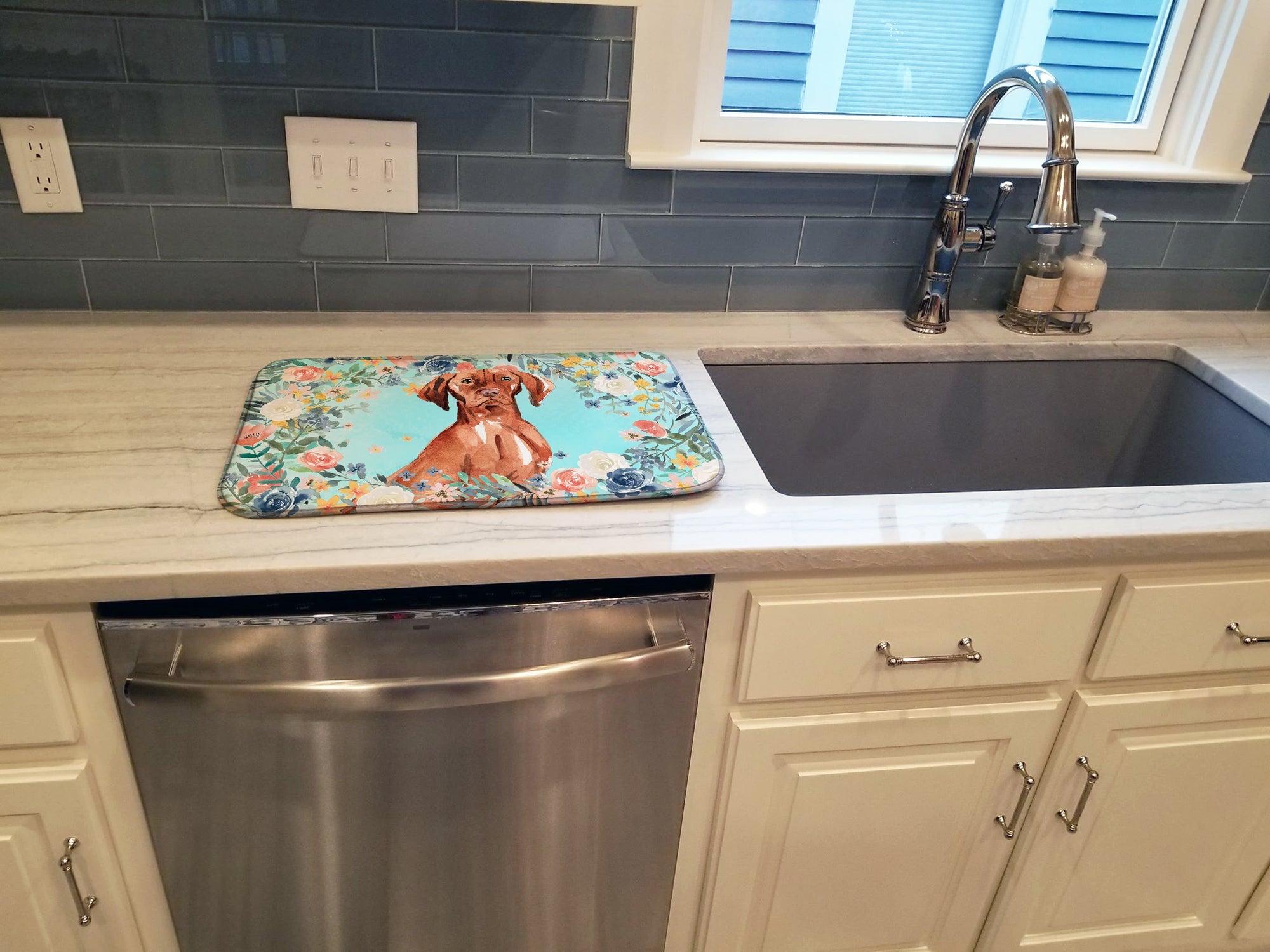 Vizsla Dish Drying Mat Absorbent Dish Drying Mat Pad for Kitchen Counter Dish Drainer Mat for Countertop, 14 x 21", Multicolor
