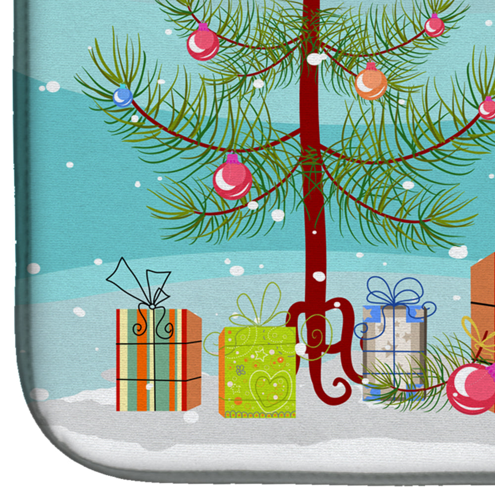 American Eskimo Christmas Tree Dish Drying Mat Absorbent Dish Drying Mat Pad for Kitchen Counter Dish Drainer Mat for Countertop, 14 x 21", Multicolor