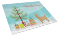 Airedale Terrier Christmas Tree Cutting Board Tempered Glass Kitchen Cutting Surface, Heat Resistant Chopping, Non-Slip Feet, Food Prep & Serving