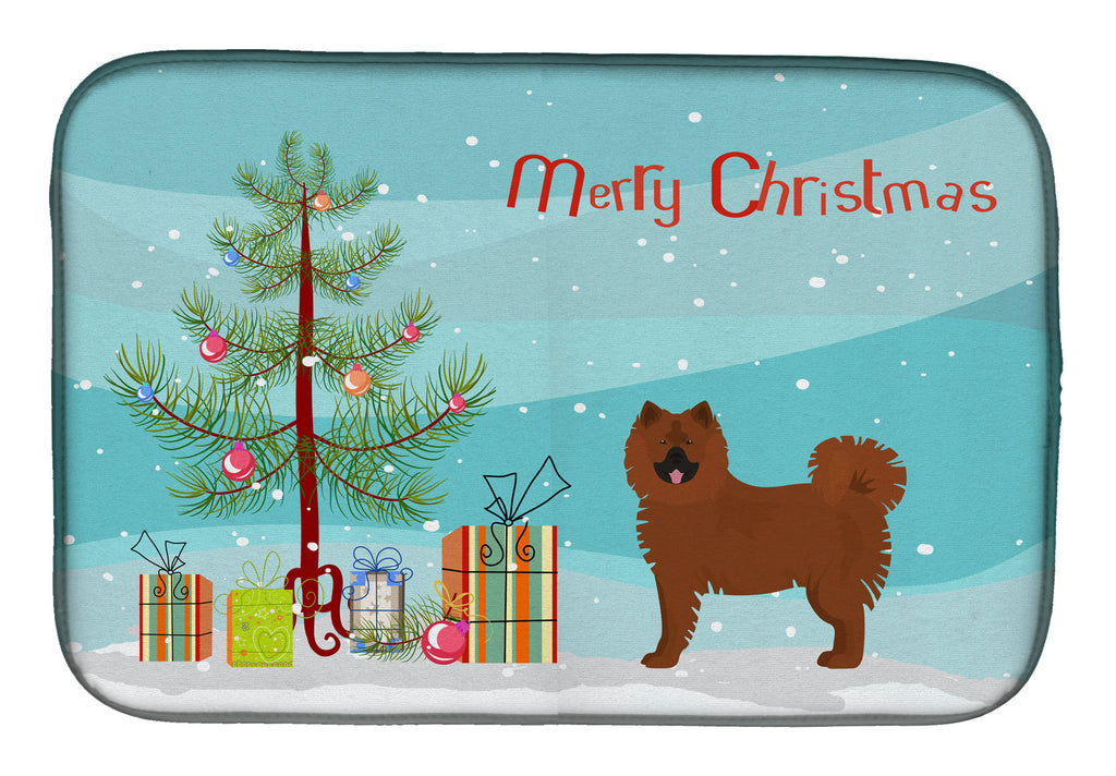 Eurasier or Eurasian dog Christmas Tree Dish Drying Mat Absorbent Dish Drying Mat Pad for Kitchen Counter Dish Drainer Mat for Countertop, 14 x 21", Multicolor