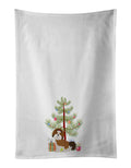 Imperial Shih Tzu Christmas Tree Kitchen Towel Set of 2 White Dish Towels Decorative Bathroom Hand towel for Hand, Face, Hair, Yoga, Tea, Dishcloth, 19 X 28", White