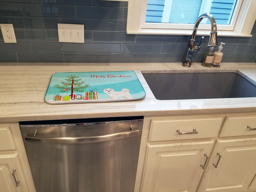 Kyi-Leo Christmas Tree Dish Drying Mat Absorbent Dish Drying Mat Pad for Kitchen Counter Dish Drainer Mat for Countertop, 14 x 21", Multicolor