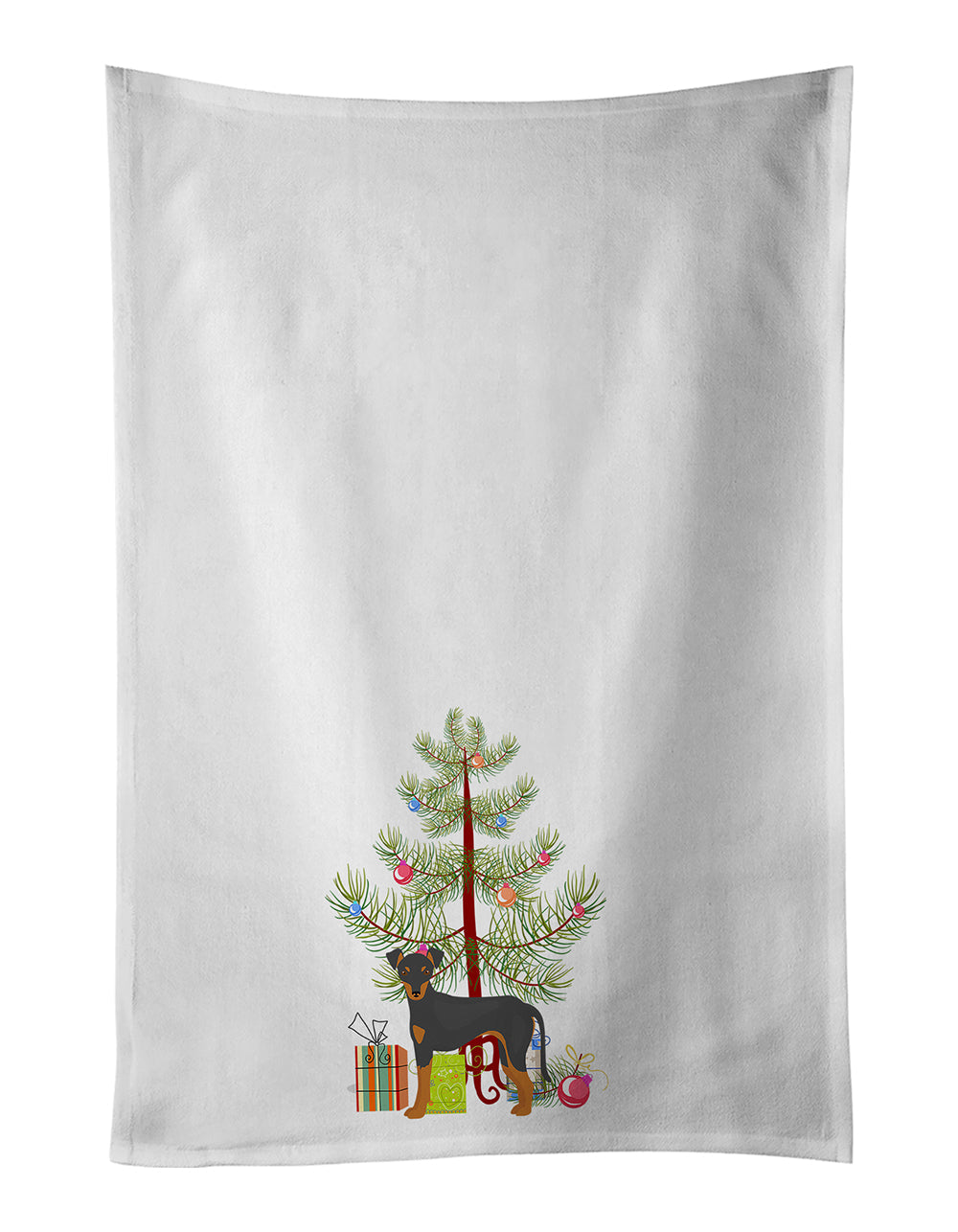 Manchester Terrier Christmas Tree Kitchen Towel Set of 2 White Dish Towels Decorative Bathroom Hand towel for Hand, Face, Hair, Yoga, Tea, Dishcloth, 19 X 28", White