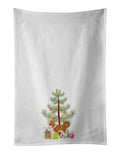 Nordic Spitz Christmas Tree Kitchen Towel Set of 2 White Dish Towels Decorative Bathroom Hand towel for Hand, Face, Hair, Yoga, Tea, Dishcloth, 19 X 28", White