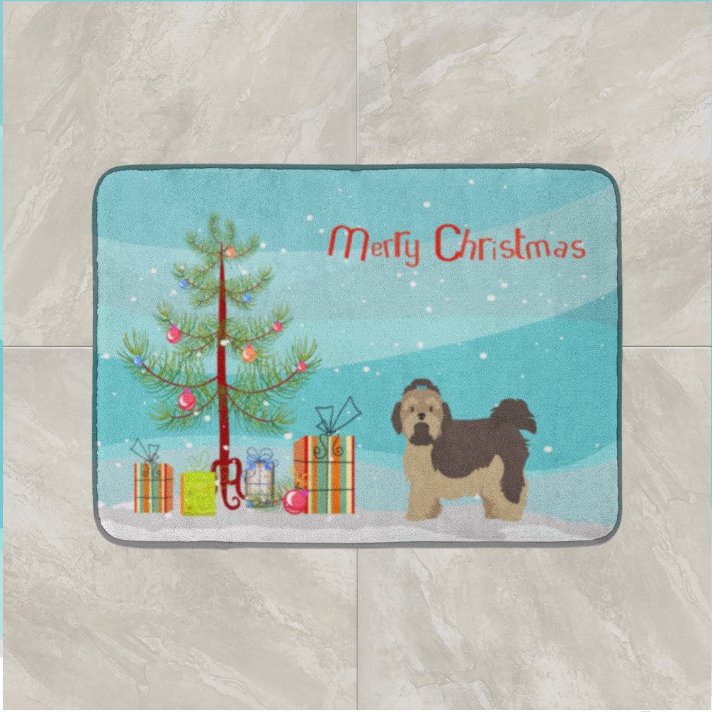 Russian Tsvetnaya Bolonka Lap Dog Christmas Tree Memory Foam Kitchen Mat Machine Washable Anti-Fatigue Cushion Comfort Bath or Kitchen Rug