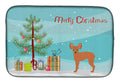 Russkiy Toy or Russian Toy Terrier Christmas Tree Dish Drying Mat Absorbent Dish Drying Mat Pad for Kitchen Counter Dish Drainer Mat for Countertop, 14 x 21", Multicolor