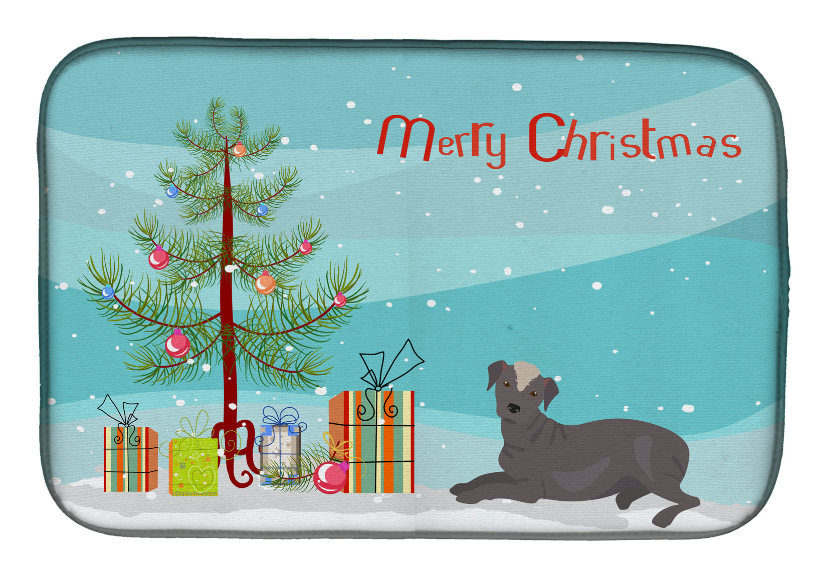 Ecuadorian Hairless Dog Christmas Tree Dish Drying Mat Absorbent Dish Drying Mat Pad for Kitchen Counter Dish Drainer Mat for Countertop, 14 x 21", Multicolor