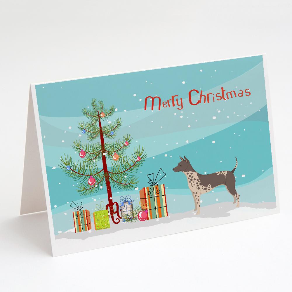 American Hairless Terrier Christmas Tree Greeting Cards Pack of 8 Blank Cards with Envelopes Whimsical A7 Size 5x7