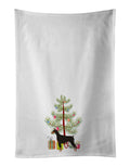 Doberman Pinscher Christmas Tree Kitchen Towel Set of 2 White Dish Towels Decorative Bathroom Hand towel for Hand, Face, Hair, Yoga, Tea, Dishcloth, 19 X 28", White