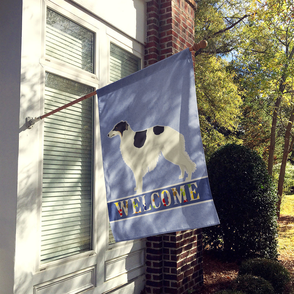 Borzoi Welcome House Flag 28x40 Porch Sleeve Pole Decorative Outside Yard Banner Artwork Wall Hanging, Polyester