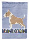 Fawn and White Bull Terrier Welcome Garden Flag Mailbox Decorative Yard Banner Outside Patio Artwork for Flower Beds, Garden Size, Multicolor