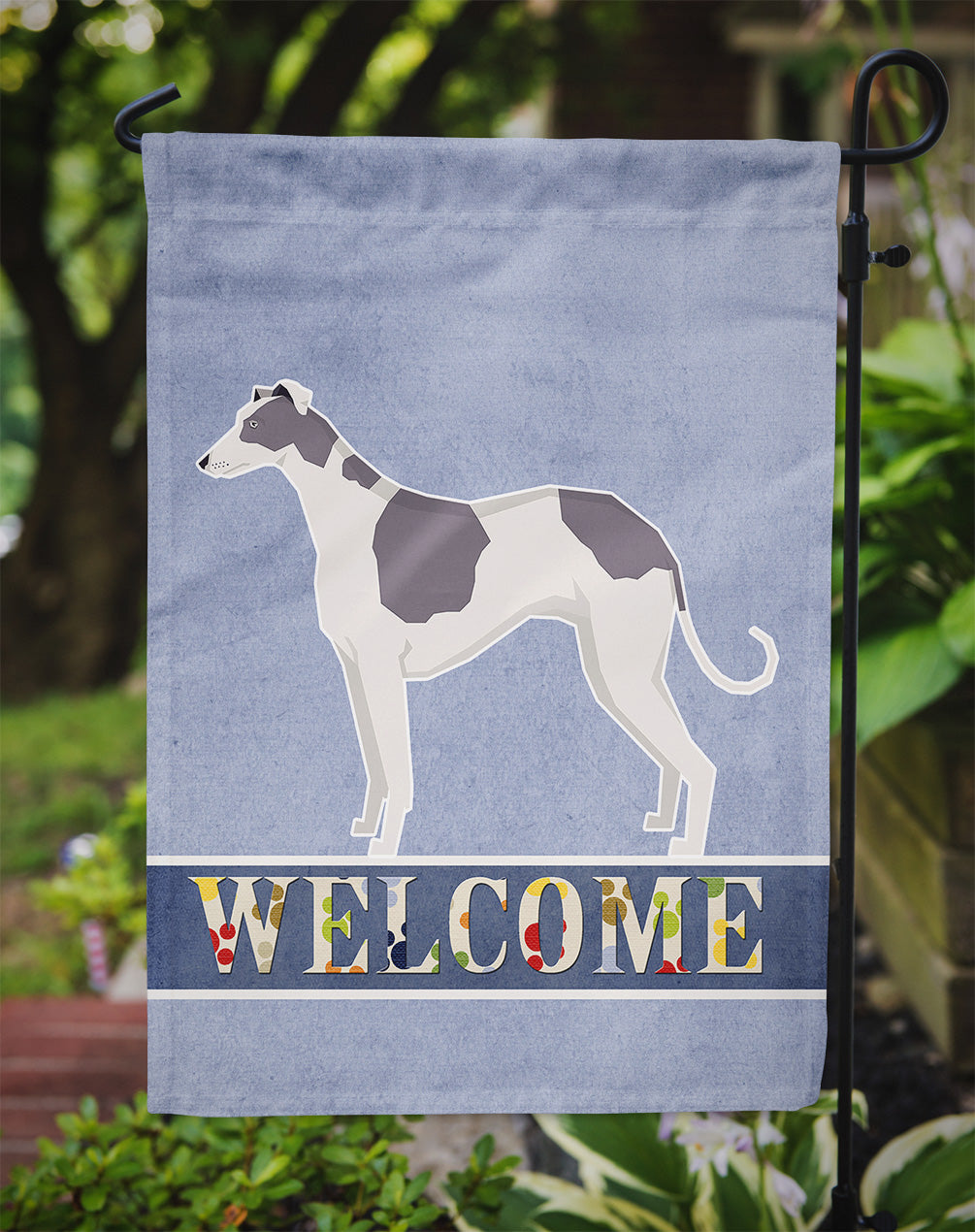 Greyhound Welcome Garden Flag Mailbox Decorative Yard Banner Outside Patio Artwork for Flower Beds, Garden Size, Multicolor