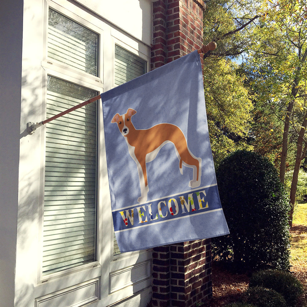 Italian Greyhound Welcome House Flag 28x40 Porch Sleeve Pole Decorative Outside Yard Banner Artwork Wall Hanging, Polyester