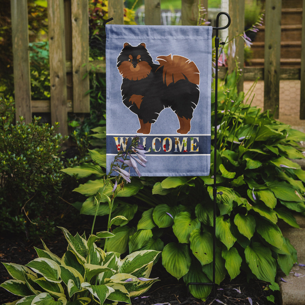 Pomeranian Welcome Garden Flag Mailbox Decorative Yard Banner Outside Patio Artwork for Flower Beds, Garden Size, Multicolor