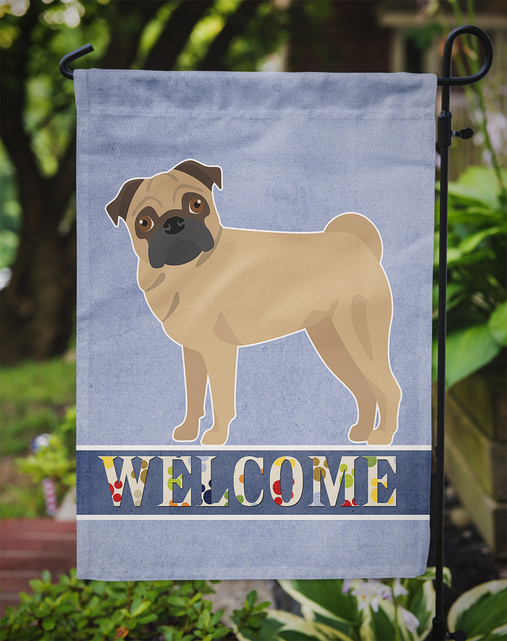 Pug Welcome Garden Flag Mailbox Decorative Yard Banner Outside Patio Artwork for Flower Beds, Garden Size, Multicolor