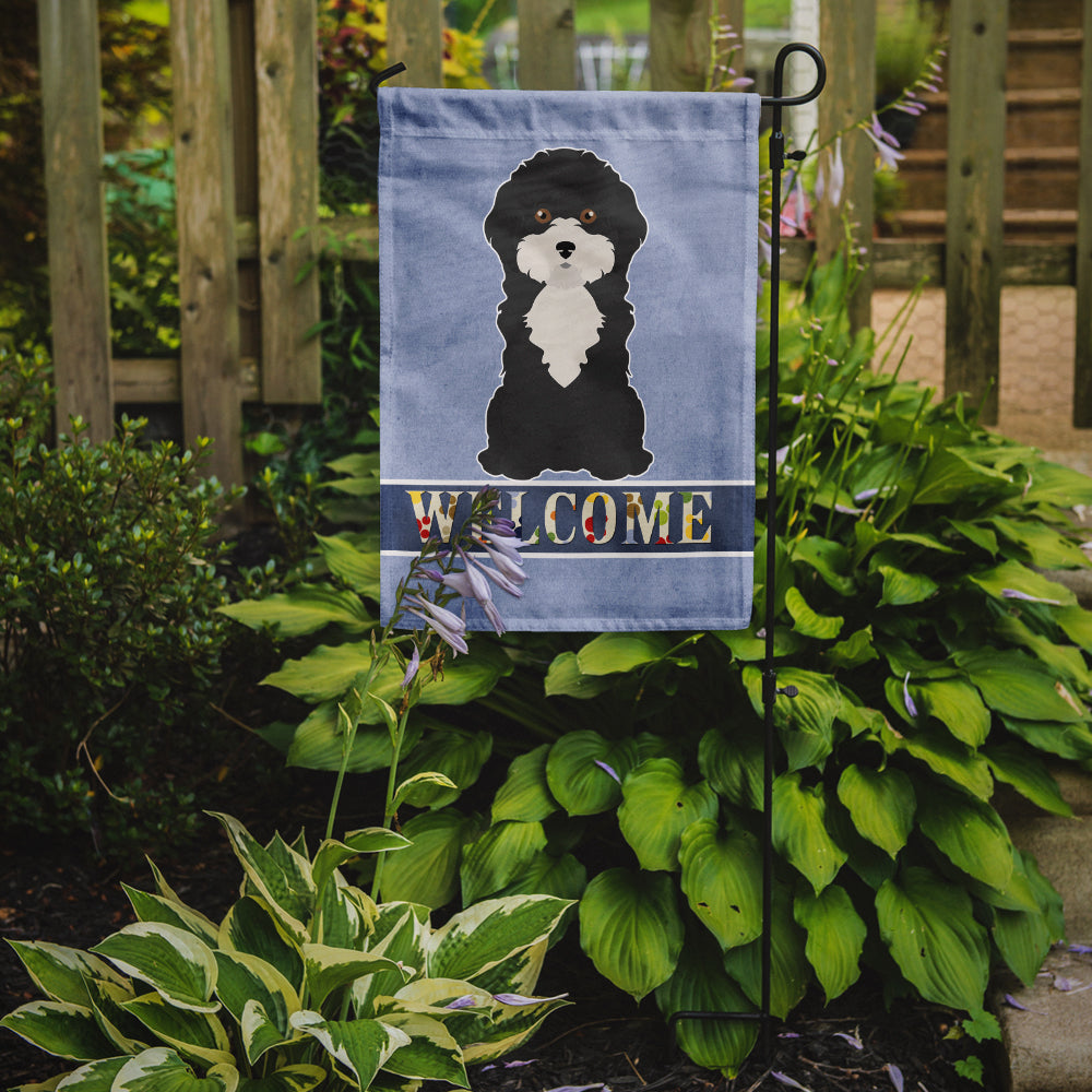 Black and White Cyprus Poodle Welcome Garden Flag Mailbox Decorative Yard Banner Outside Patio Artwork for Flower Beds, Garden Size, Multicolor