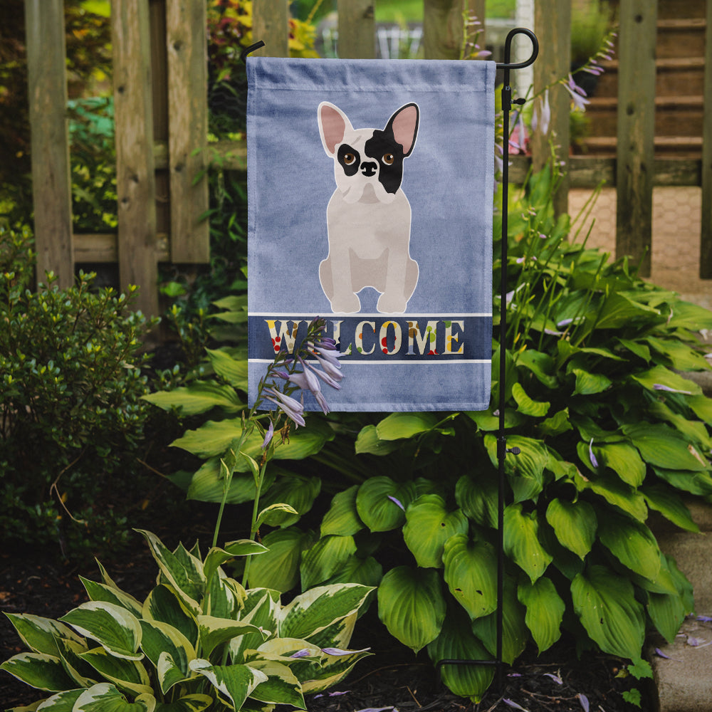 Black and White French Bulldog Welcome Garden Flag Mailbox Decorative Yard Banner Outside Patio Artwork for Flower Beds, Garden Size, Multicolor
