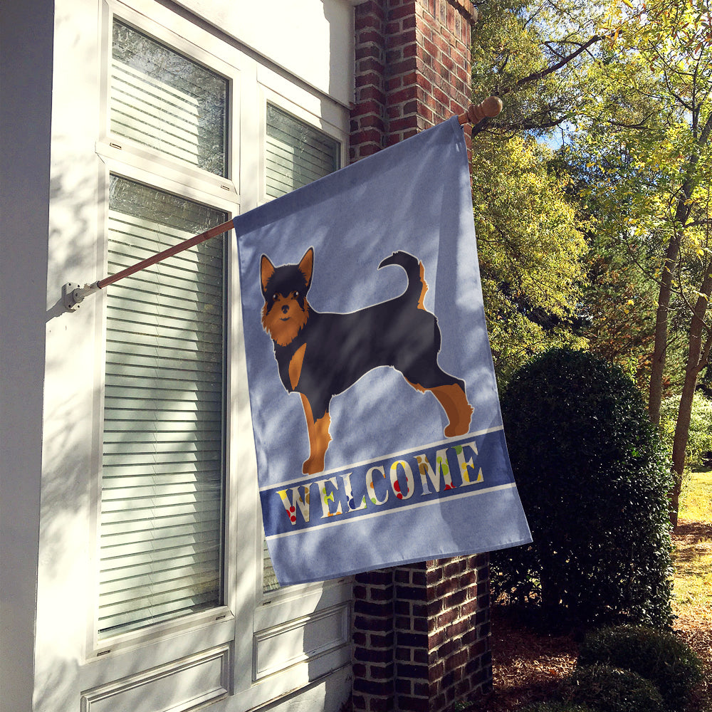 Black and Tan Chorkie Welcome House Flag 28x40 Porch Sleeve Pole Decorative Outside Yard Banner Artwork Wall Hanging, Polyester