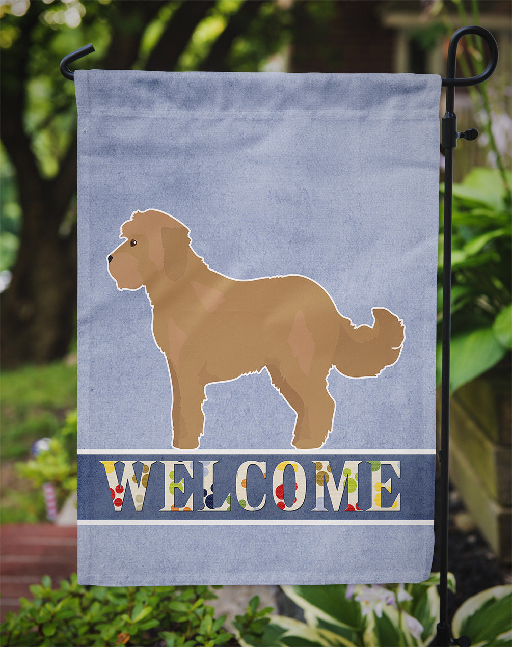Tan Cockapoo Welcome Garden Flag Mailbox Decorative Yard Banner Outside Patio Artwork for Flower Beds, Garden Size, Multicolor