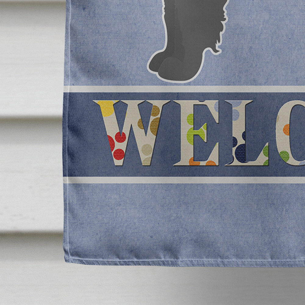 Black Maltipoo Welcome House Flag 28x40 Porch Sleeve Pole Decorative Outside Yard Banner Artwork Wall Hanging, Polyester