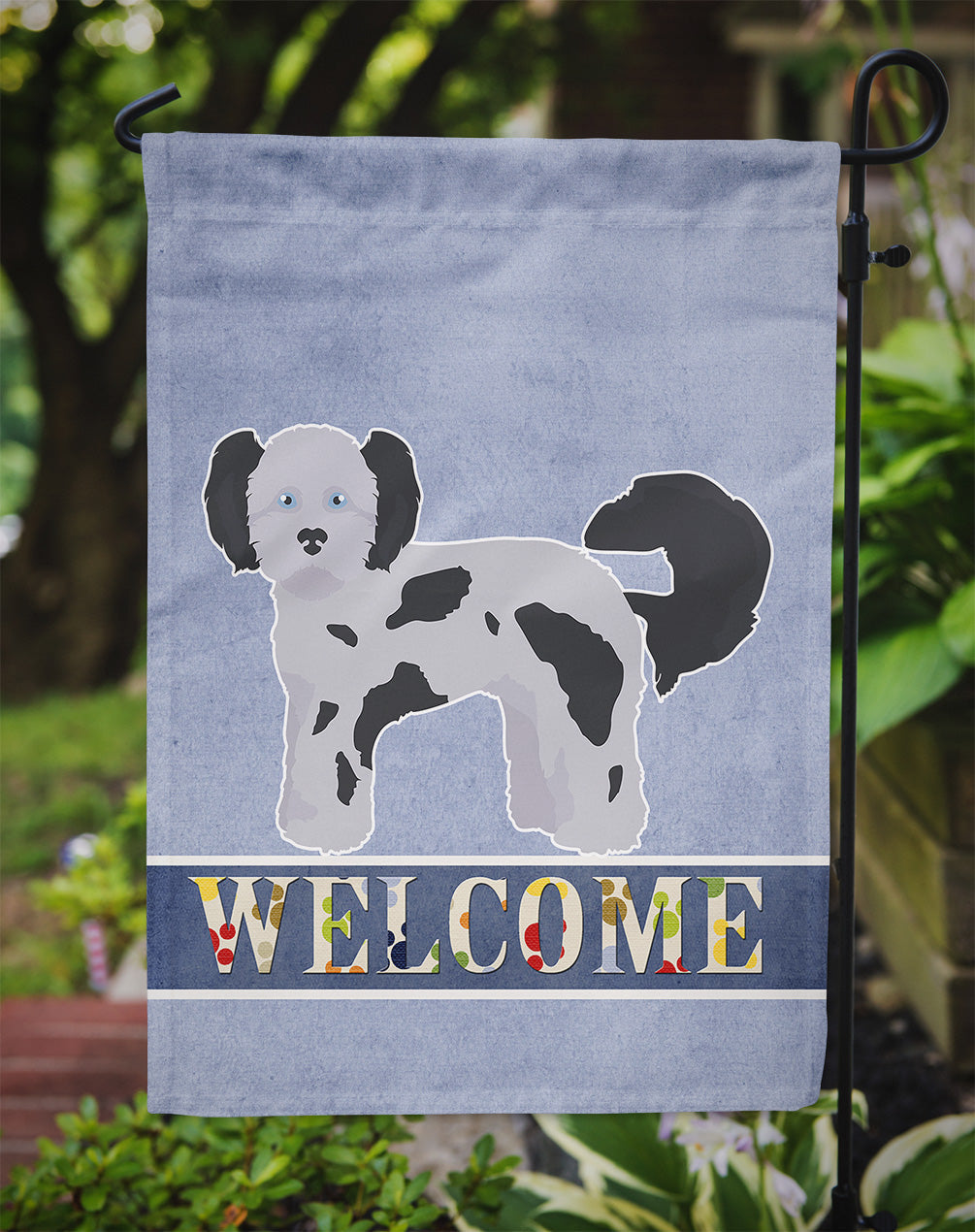 Shih Poo Welcome Garden Flag Mailbox Decorative Yard Banner Outside Patio Artwork for Flower Beds, Garden Size, Multicolor