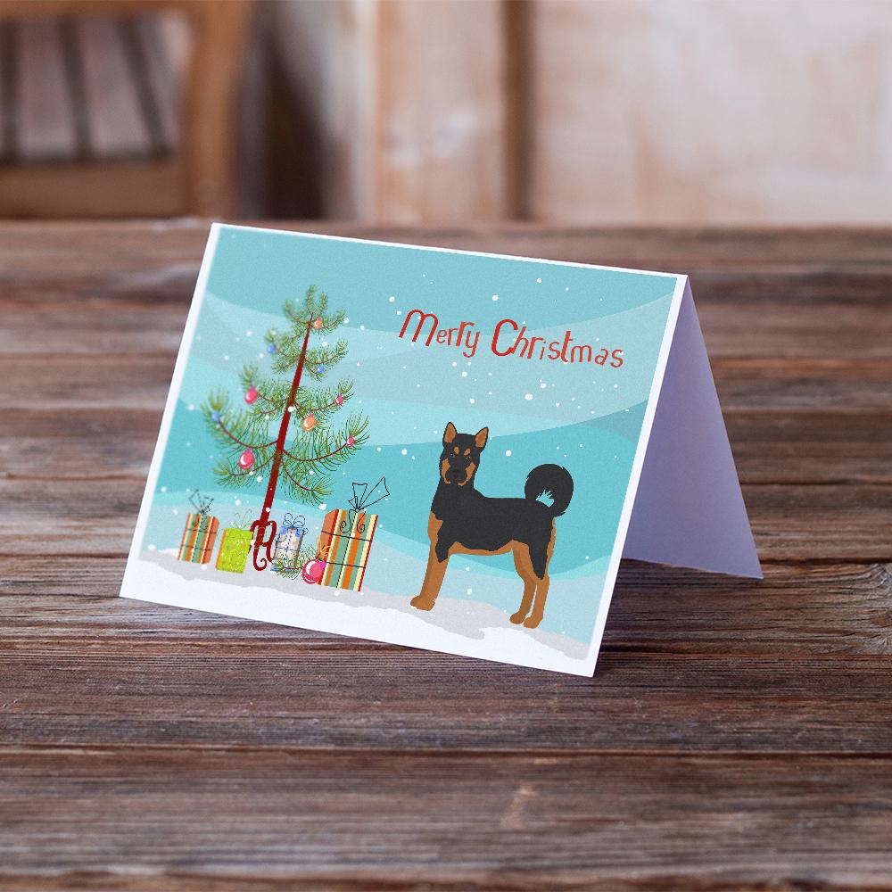 Akita Shepherd Black and Tan Christmas Tree Greeting Cards Pack of 8 Blank Cards with Envelopes Whimsical A7 Size 5x7
