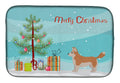 Corgi Husky Mix Christmas Tree Dish Drying Mat Absorbent Dish Drying Mat Pad for Kitchen Counter Dish Drainer Mat for Countertop, 14 x 21", Multicolor