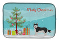 Corgi Husky Mix #2 Christmas Tree Dish Drying Mat Absorbent Dish Drying Mat Pad for Kitchen Counter Dish Drainer Mat for Countertop, 14 x 21", Multicolor