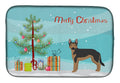 German Sheprador #2 Christmas Tree Dish Drying Mat Absorbent Dish Drying Mat Pad for Kitchen Counter Dish Drainer Mat for Countertop, 14 x 21", Multicolor