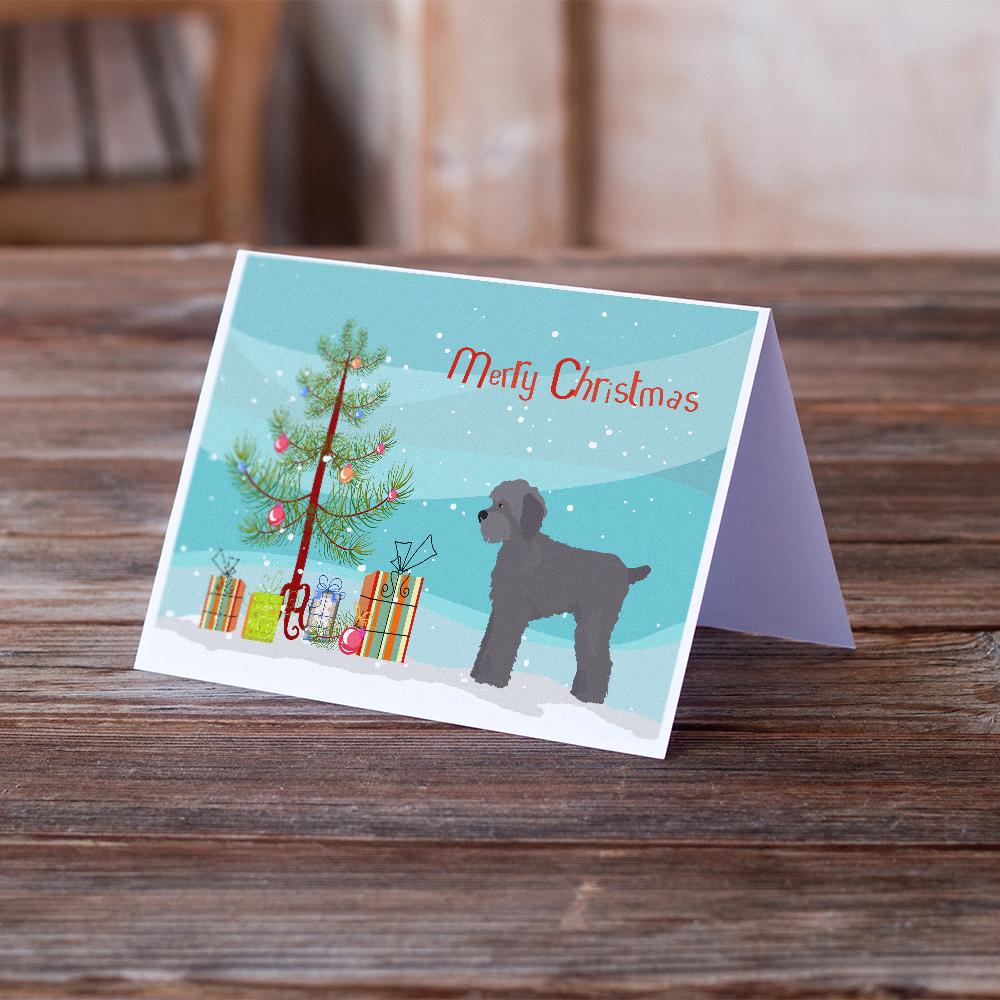 Grey Schnoodle Christmas Tree Greeting Cards Pack of 8 Blank Cards with Envelopes Whimsical A7 Size 5x7