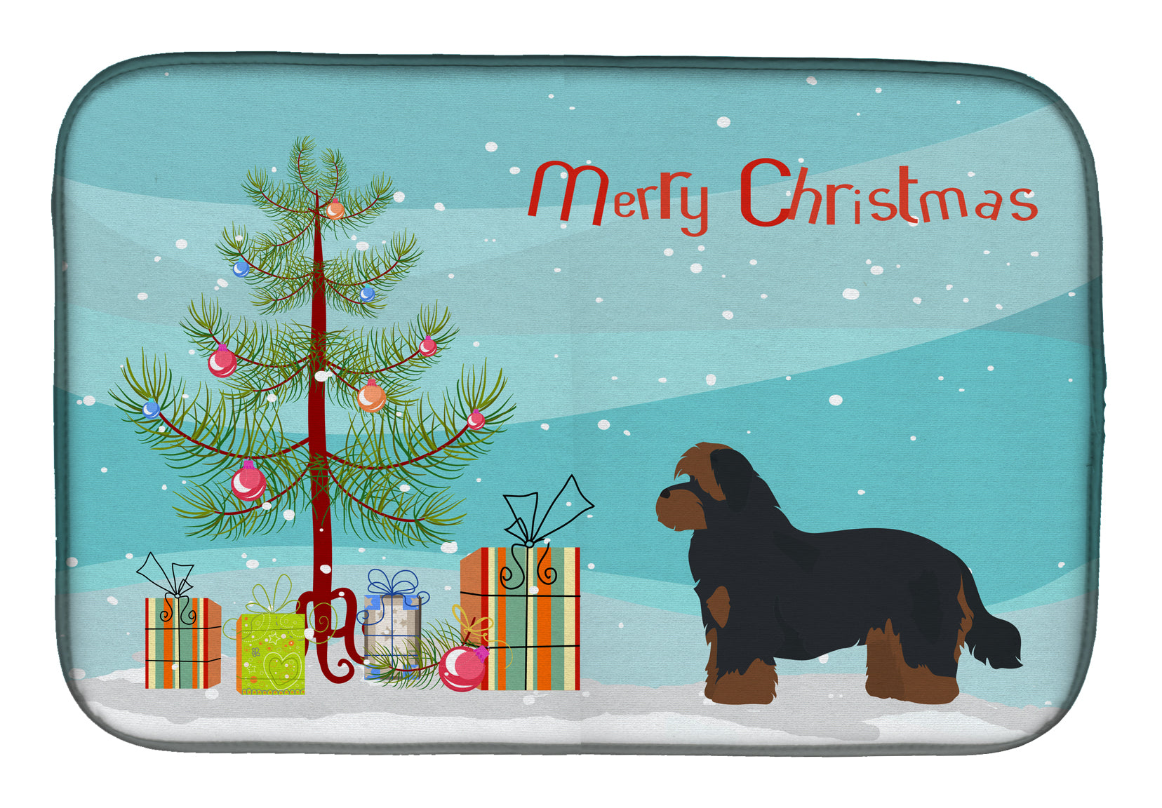Shorkie #1 Christmas Tree Dish Drying Mat Absorbent Dish Drying Mat Pad for Kitchen Counter Dish Drainer Mat for Countertop, 14 x 21", Multicolor