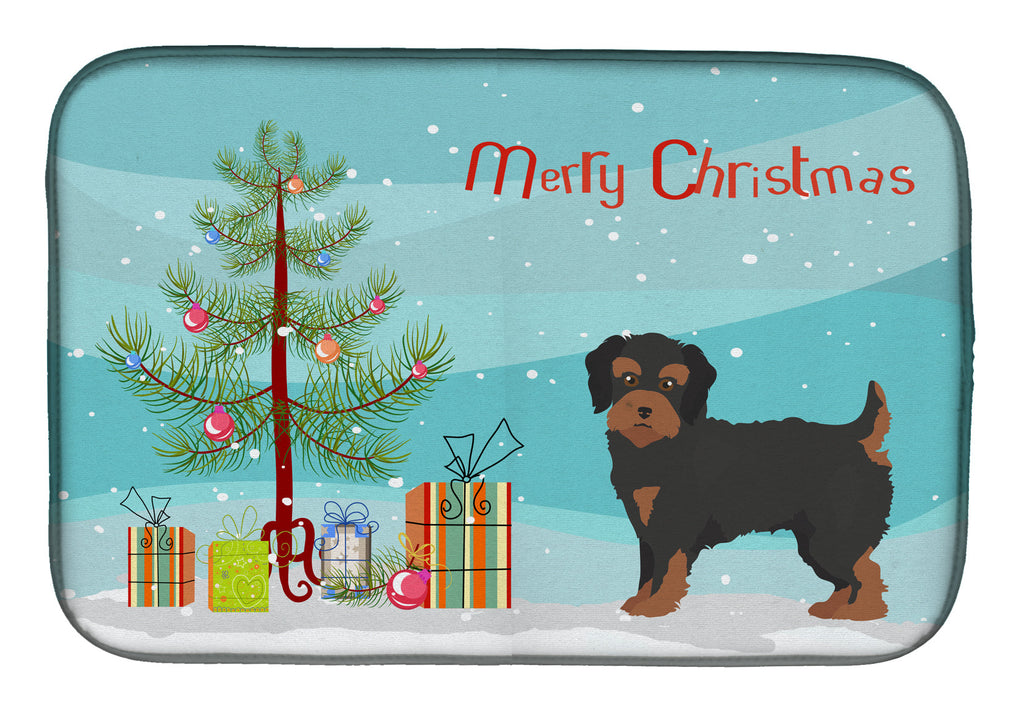 Yorkiepoo #1 Christmas Tree Dish Drying Mat Absorbent Dish Drying Mat Pad for Kitchen Counter Dish Drainer Mat for Countertop, 14 x 21", Multicolor
