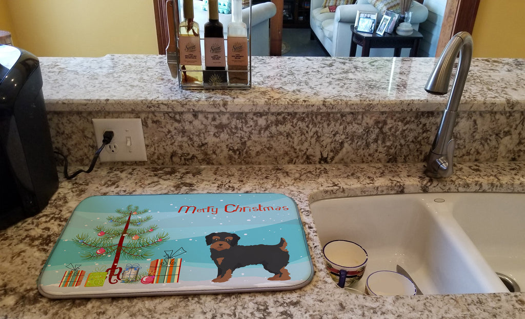 Yorkiepoo #1 Christmas Tree Dish Drying Mat Absorbent Dish Drying Mat Pad for Kitchen Counter Dish Drainer Mat for Countertop, 14 x 21", Multicolor