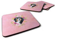 Bernese Mountain Dog Pink Flowers Foam Coasters Set of 4 Cup Coasters for Indoor Outdoor, Tabletop Protection, Anti Slip, Mouse pad Material