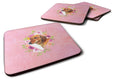Dachshund Red #1 Pink Flowers Foam Coasters Set of 4 Cup Coasters for Indoor Outdoor, Tabletop Protection, Anti Slip, Mouse pad Material