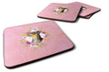 Black Miniature Pinscher Pink Flowers Foam Coasters Set of 4 Cup Coasters for Indoor Outdoor, Tabletop Protection, Anti Slip, Mouse pad Material