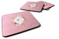 Japanese Spitz Pink Flowers Foam Coasters Set of 4 Cup Coasters for Indoor Outdoor, Tabletop Protection, Anti Slip, Mouse pad Material