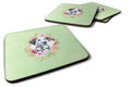 Dalmatian Puppy Green Flowers Foam Coasters Set of 4 Cup Coasters for Indoor Outdoor, Tabletop Protection, Anti Slip, Mouse pad Material