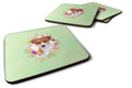 Jack Russell Terrier #2 Green Flowers Foam Coasters Set of 4 Cup Coasters for Indoor Outdoor, Tabletop Protection, Anti Slip, Mouse pad Material