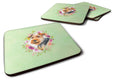 Welsh Terrier Green Flowers Foam Coasters Set of 4 Cup Coasters for Indoor Outdoor, Tabletop Protection, Anti Slip, Mouse pad Material