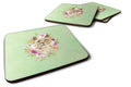 Cairn Terrier Green Flowers Foam Coasters Set of 4 Cup Coasters for Indoor Outdoor, Tabletop Protection, Anti Slip, Mouse pad Material