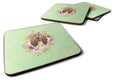 Bloodhound Green Flowers Foam Coasters Set of 4 Cup Coasters for Indoor Outdoor, Tabletop Protection, Anti Slip, Mouse pad Material