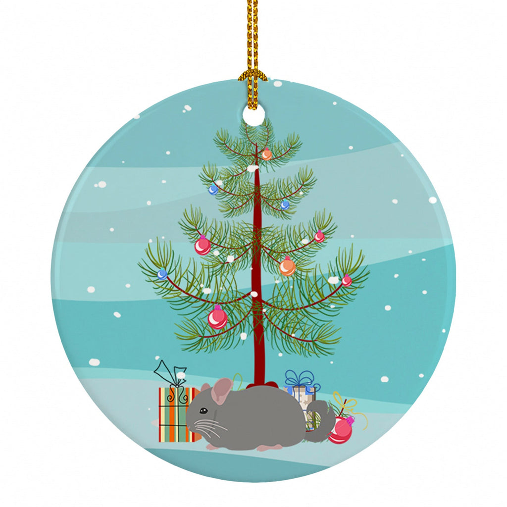 Agouti Chinchilla Merry Christmas Ceramic Ornament Christmas Tree Hanging Decorations for Home Christmas Holiday, Party, Gift, 3 in, Multicolor