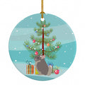 Beige Wellman Chinchilla Merry Christmas Ceramic Ornament Christmas Tree Hanging Decorations for Home Christmas Holiday, Party, Gift, 3 in, Multicolor