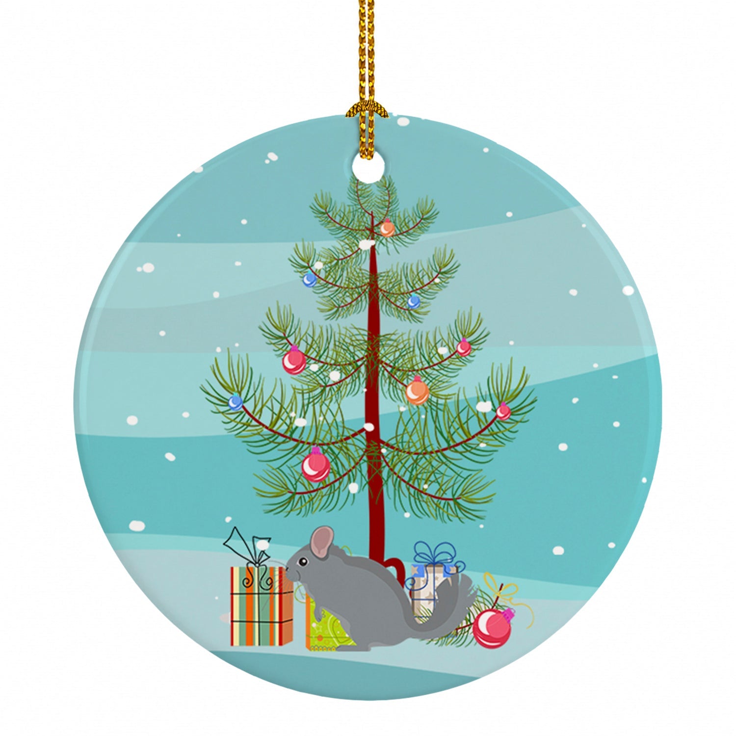 Foggy Chinchilla Merry Christmas Ceramic Ornament Christmas Tree Hanging Decorations for Home Christmas Holiday, Party, Gift, 3 in, Multicolor