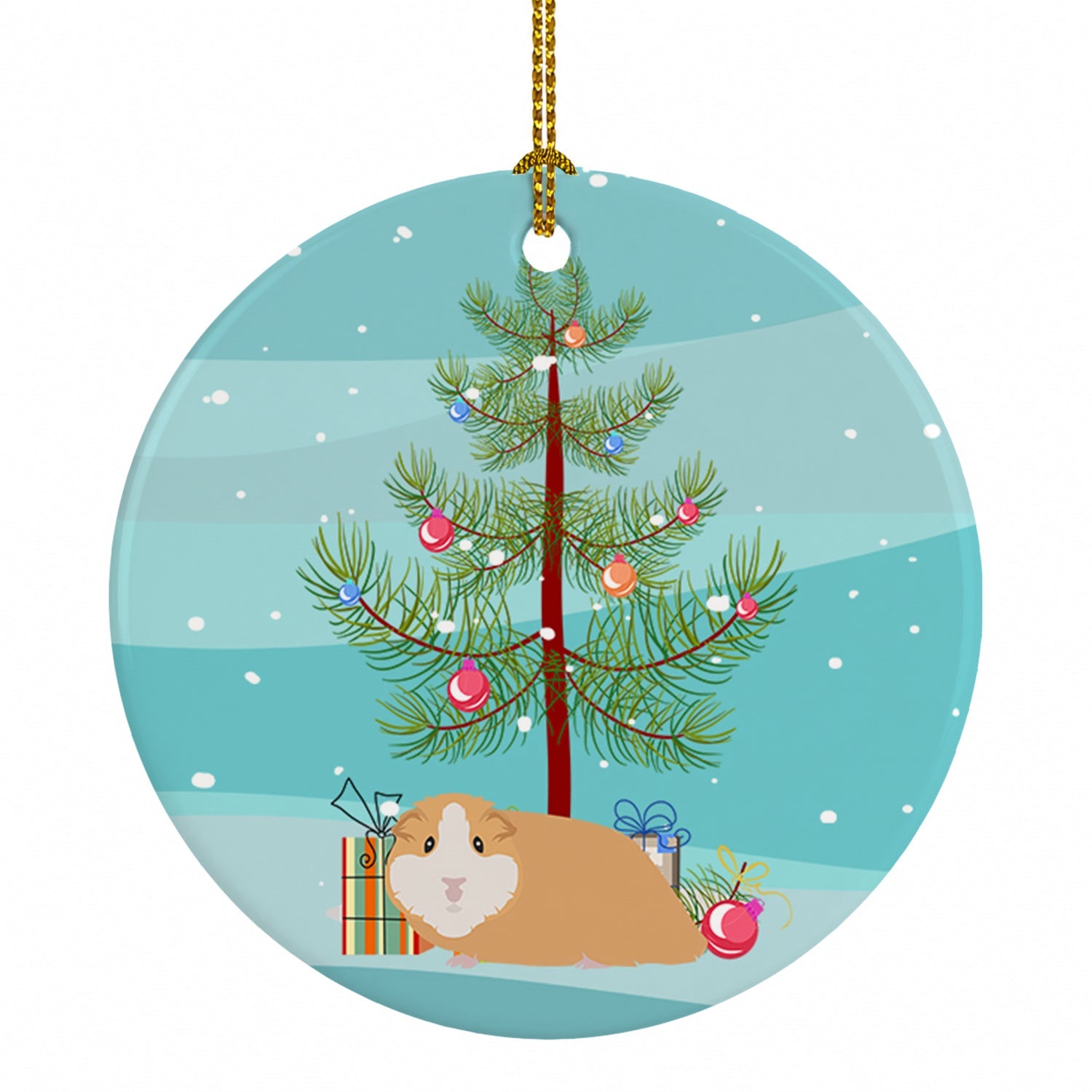 American Guinea Pig Merry Christmas Ceramic Ornament Christmas Tree Hanging Decorations for Home Christmas Holiday, Party, Gift, 3 in, Multicolor