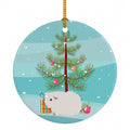 Merino Guinea Pig Merry Christmas Ceramic Ornament Christmas Tree Hanging Decorations for Home Christmas Holiday, Party, Gift, 3 in, Multicolor