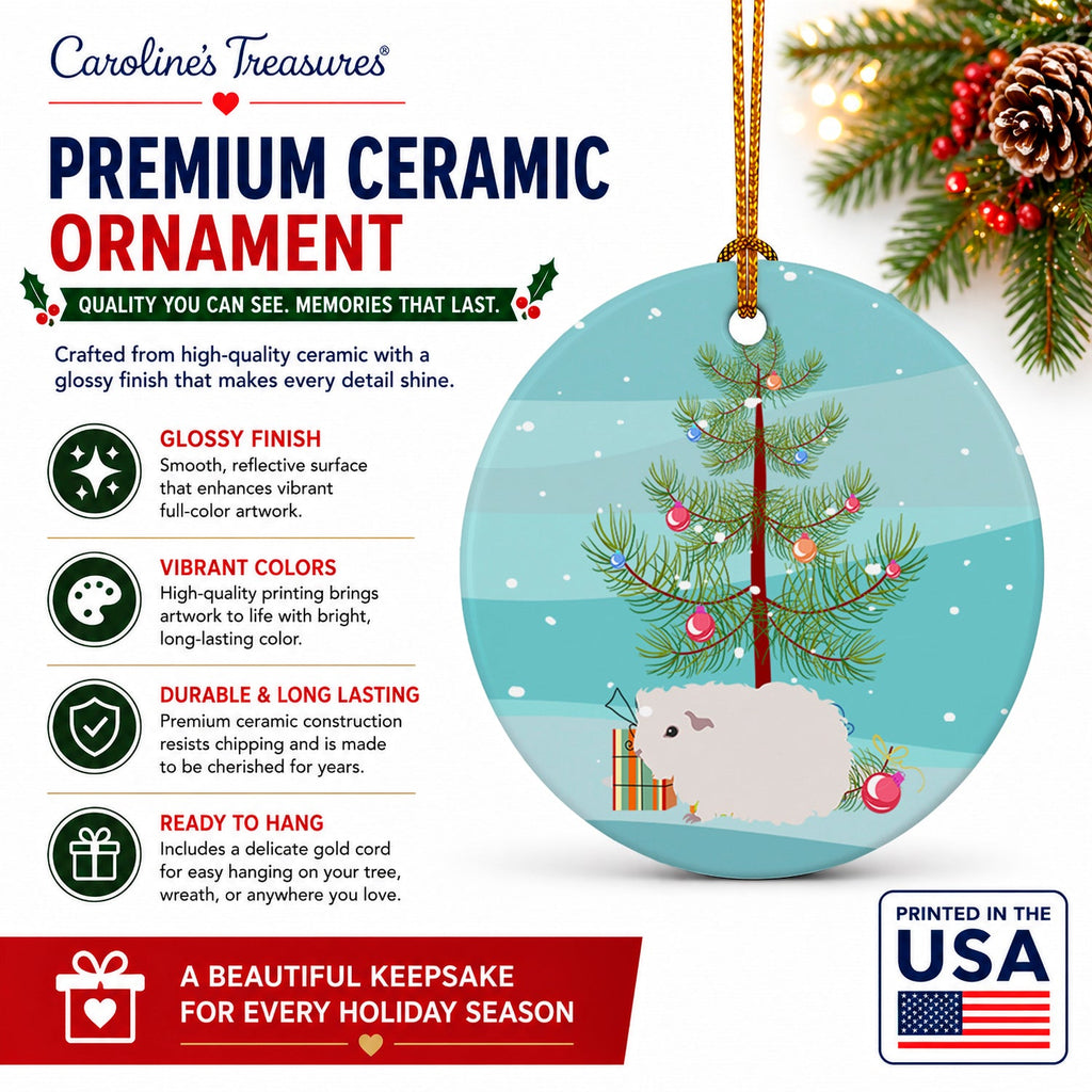 Merino Guinea Pig Merry Christmas Ceramic Ornament Christmas Tree Hanging Decorations for Home Christmas Holiday, Party, Gift, 3 in, Multicolor