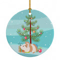Silkie Guinea Pig Merry Christmas Ceramic Ornament Christmas Tree Hanging Decorations for Home Christmas Holiday, Party, Gift, 3 in, Multicolor